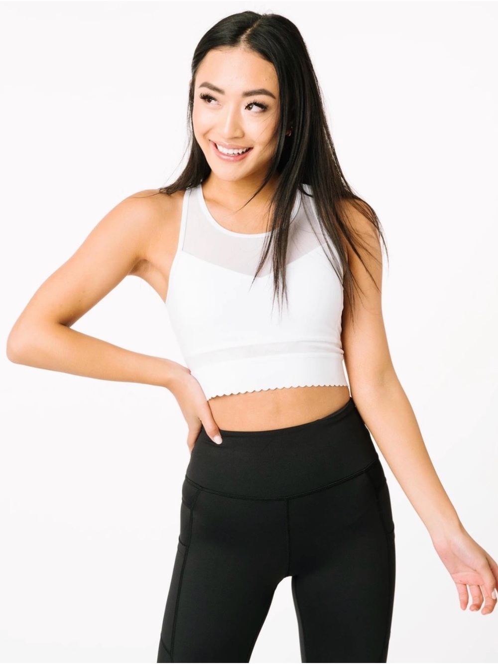 ZYIA Active White Star Mesh Bra